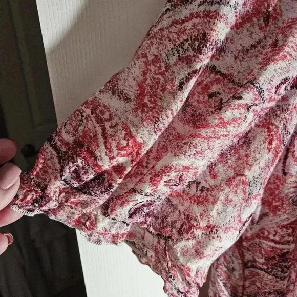 Intro Red Bohemian Cottagecore CoquetteGirl Peasant Paisley Plus Sz 2X - Picture 2 of 5